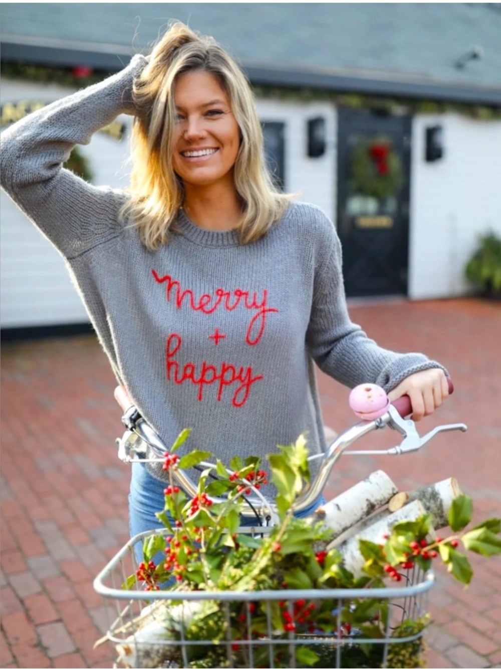 Wooden Ships by Paola Buendia Merry + Happy Holiday Crew Neck Sweater